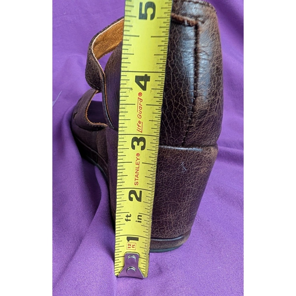 Re-mix Vintage Meadow Brown Croc Sz 9M Buckle Sandals Wedge Platform Leather - Picture 8 of 16